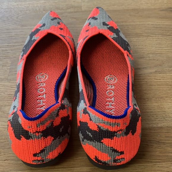 ROTHY’S NEÓN CAMO ORANGE/GRAY FLATS RARE LIMITED EDITION SIZE W 7 - Picture 10 of 10
